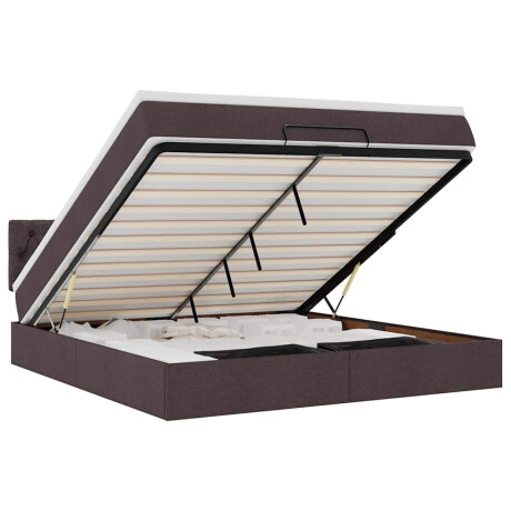 vidaXL Bed poef met matras en LED's stof 180x200 cm donkerbruin afbeelding2 - 1