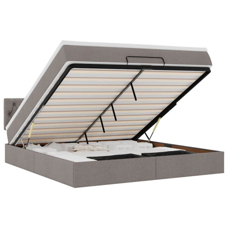 vidaXL Bed poef met matras en LED's 180x200 cm stof taupe afbeelding2 - 1