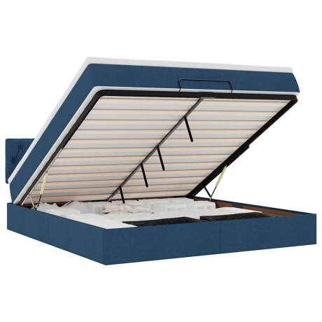 vidaXL Bed poef met matras en LED's 180x200 cm stof blauw afbeelding2 - 1