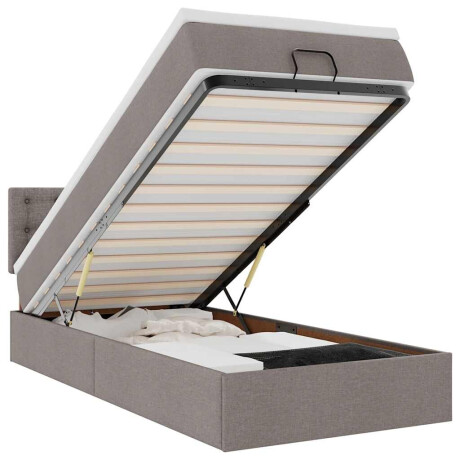 vidaXL Bed poef met matras en LED's 90x200 cm stof taupe afbeelding2 - 1