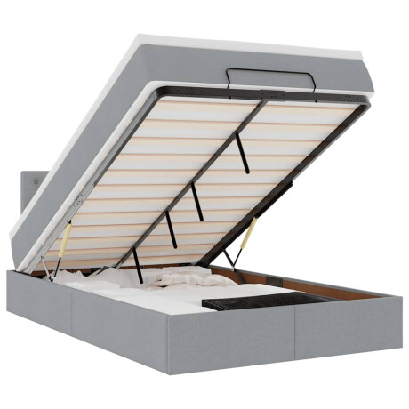 vidaXL Ottoman bed met matras en LED's 120x190 cm stof lichtgrijs afbeelding2 - 1