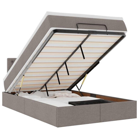 vidaXL Bed poef met matras en LED's 120x190 cm stof taupe afbeelding2 - 1