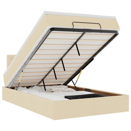vidaXL Ottoman bed met matras en LED's 120x200cm stof crèmekleurig afbeelding2 - 1
