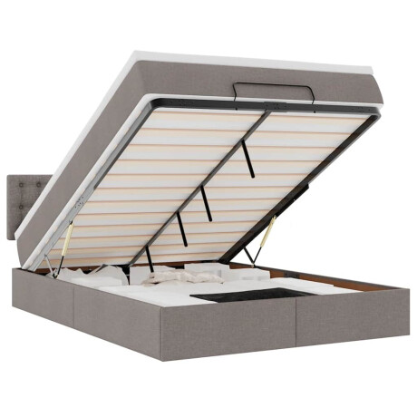 vidaXL Bed poef met matras en LED's 140x190 cm stof taupe afbeelding2 - 1