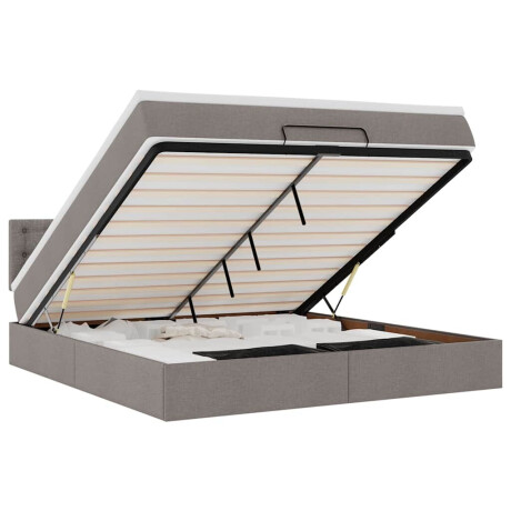 vidaXL Bed poef met matras en LED's 180x200 cm stof taupe afbeelding2 - 1