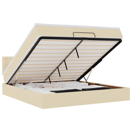 vidaXL Bed poef met matras en LED's 180x200 cm stof crèmekleurig afbeelding2 - 1