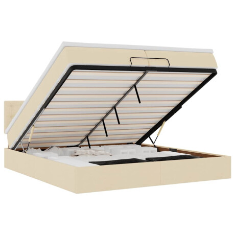 vidaXL Ottoman bed met matrassen en LED's 200x200cm stof crèmekleurig afbeelding2 - 1