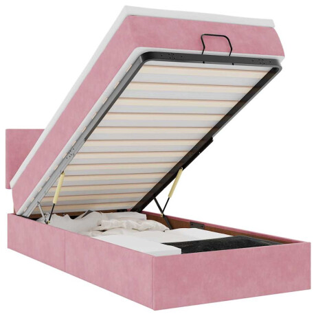 vidaXL Bed poef met matras en LED's 80x200 cm fluweel roze afbeelding2 - 1