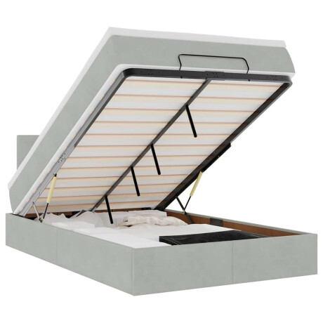 vidaXL Bed poef met matras en LED's 120x190 cm fluweel lichtgrijs afbeelding2 - 1