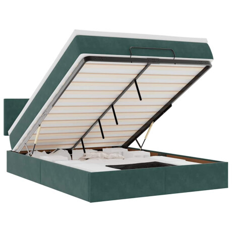 vidaXL Ottoman bed met matras en LED's 140x200cm fluweel donkergroen afbeelding2 - 1