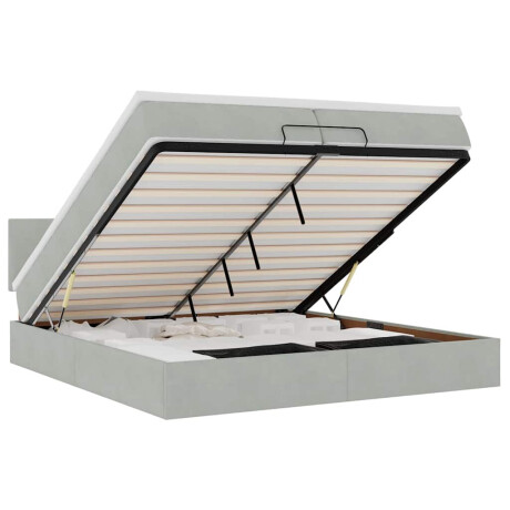 vidaXL Ottoman bed met matrassen en LED's 200x200cm fluweel lichtgrijs afbeelding2 - 1