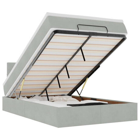 vidaXL Bed poef met matras en LED's 120x190 cm fluweel lichtgrijs afbeelding2 - 1