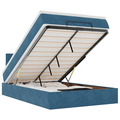 vidaXL Bed poef met matras en LED's 120x190 cm fluweel donkerblauw afbeelding2 - 1