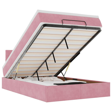 vidaXL Bed poef met matras en LED's 120x190 cm fluweel roze afbeelding2 - 1