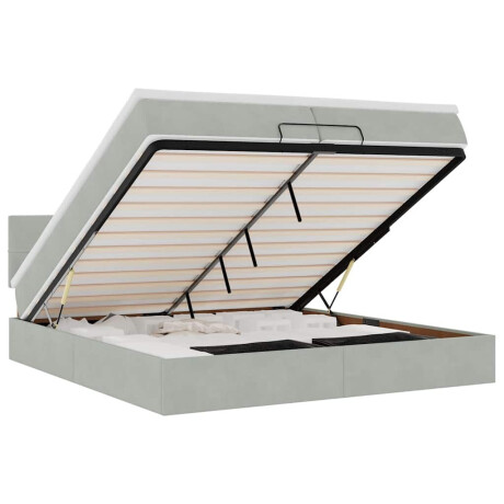 vidaXL Ottoman bed met matrassen en LED's 200x200cm fluweel lichtgrijs afbeelding2 - 1