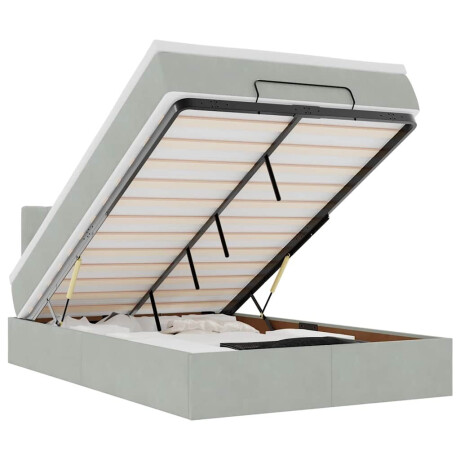 vidaXL Bed poef met matras en LED's 120x190 cm fluweel lichtgrijs afbeelding2 - 1