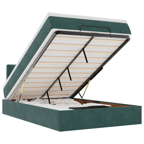 vidaXL Bed poef met matras en LED's 120x190 cm fluweel donkergroen afbeelding2 - 1