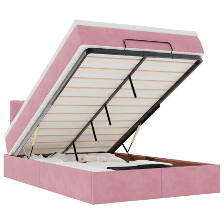 vidaXL Bed poef met matras en LED's 120x190 cm fluweel roze afbeelding2 - 1