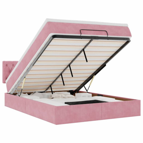vidaXL Ottoman bed met matras en LED's 140x200cm fluweel roze afbeelding2 - 1