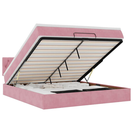 vidaXL Bed poef met matras en LED's 180x200 cm fluweel roze afbeelding2 - 1
