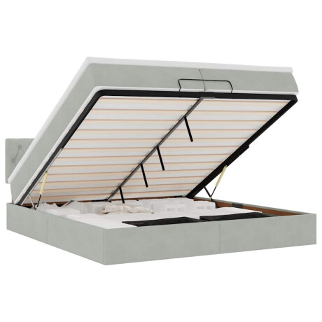 vidaXL Ottoman bed met matrassen en LED's 200x200cm fluweel lichtgrijs afbeelding2 - 1