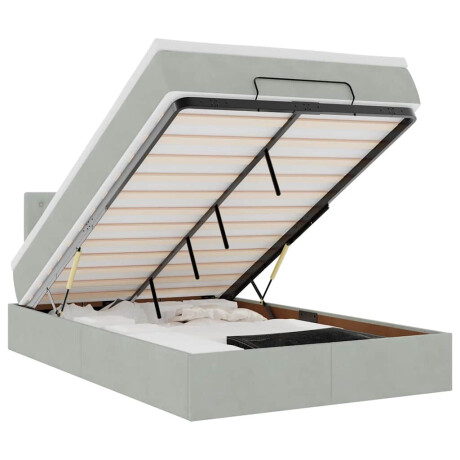 vidaXL Bed poef met matras en LED's 120x190 cm fluweel lichtgrijs afbeelding2 - 1