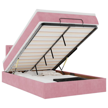 vidaXL Bed poef met matras en LED's 120x190 cm fluweel roze afbeelding2 - 1