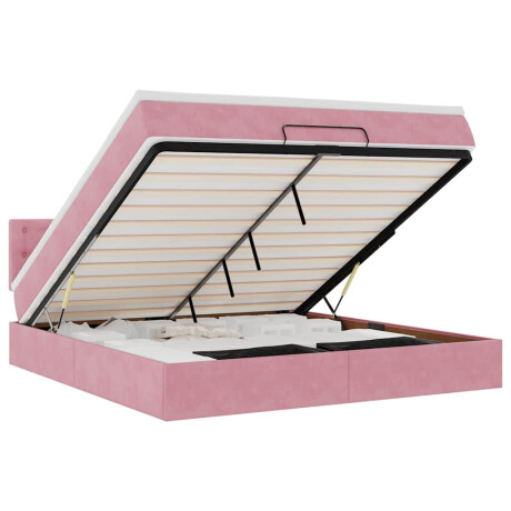 vidaXL Bed poef met matras en LED's 180x200 cm fluweel roze afbeelding2 - 1