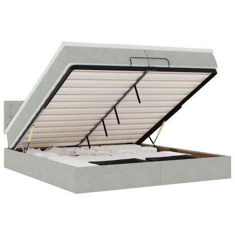 vidaXL Ottoman bed met matrassen en LED's 200x200cm fluweel lichtgrijs afbeelding2 - 1