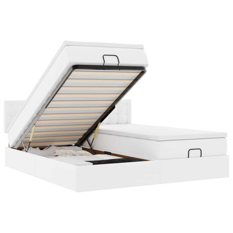 vidaXL Ottoman bed met matrassen en LED's 200x200cm kunstleer wit afbeelding2 - 1