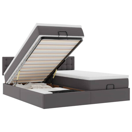 vidaXL Ottoman bed met matrassen en LED's 200x200cm kunstleer grijs afbeelding2 - 1