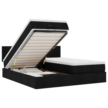 vidaXL Ottoman bed met matrassen en LED's 160x200cm stof zwart afbeelding2 - 1