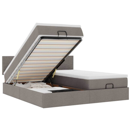 vidaXL Ottoman bed met matrassen en LED's 180x200cm stof taupe afbeelding2 - 1