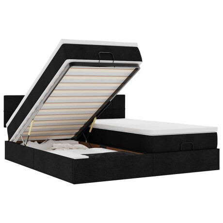 vidaXL Ottoman bed met matrassen en LED's 160x200cm stof zwart afbeelding2 - 1