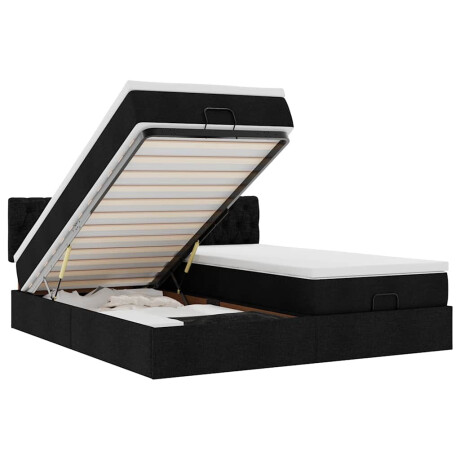 vidaXL Ottoman bed met matrassen en LED's 160x200cm stof zwart afbeelding2 - 1