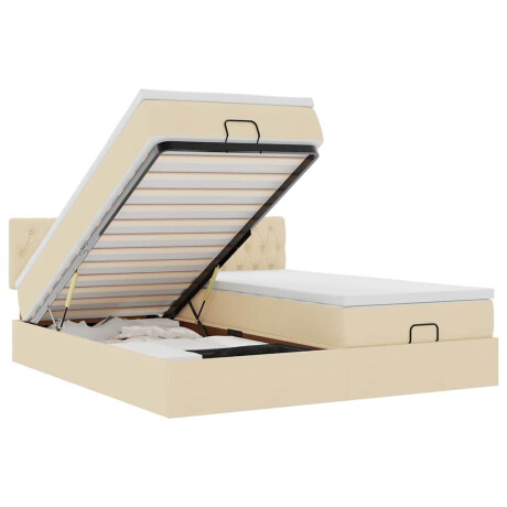 vidaXL Ottoman bed met matrassen en LED's 160x200cm stof crèmekleurig afbeelding2 - 1