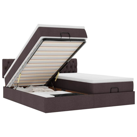 vidaXL Ottoman bed met matrassen en LED's 200x200cm stof donkerbruin afbeelding2 - 1