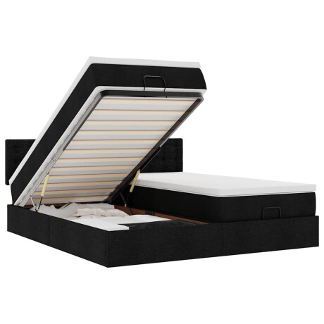 vidaXL Ottoman bed met matrassen en LED's 160x200cm stof zwart afbeelding2 - 1