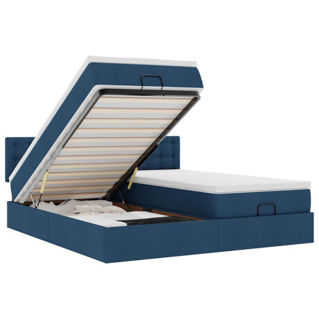 vidaXL Ottoman bed met matrassen en LED's 180x200cm stof blauw afbeelding2 - 1