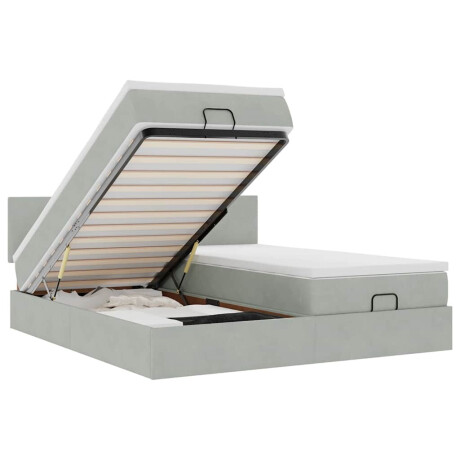 vidaXL Ottoman bed met matrassen en LED's 200x200cm fluweel lichtgrijs afbeelding2 - 1