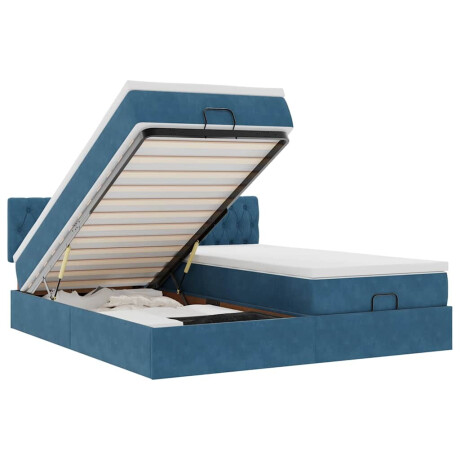 vidaXL Bed poef met matrassen en leds 200x200 cm fluweel donkerblauw afbeelding2 - 1