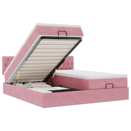vidaXL Ottoman bed met matrassen en LED's 200x200cm fluweel roze afbeelding2 - 1
