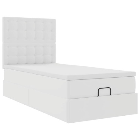 vidaXL Bedframe met matras 90x190cm kunstleer wit afbeelding2 - 1