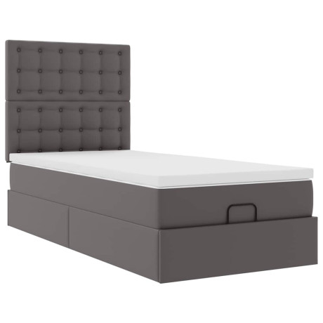 vidaXL Bedframe met matras 90x190cm kunstleer grijs afbeelding2 - 1