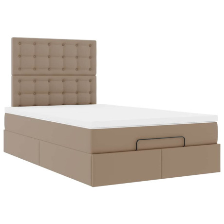 vidaXL Bedframe met matras 120x190 cm kunstleer cappuccinokleurig afbeelding2 - 1