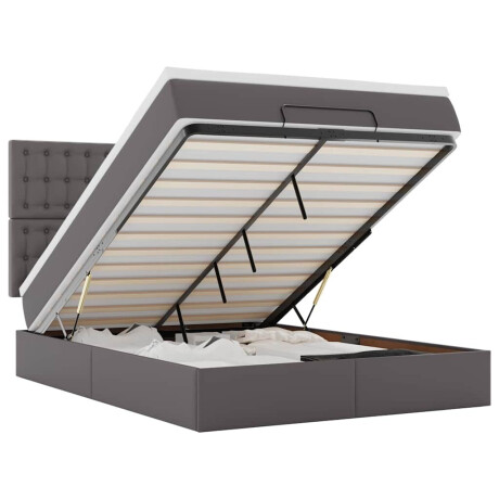 vidaXL Ottoman bed met matras 140x190cm kunstleer grijs afbeelding2 - 1