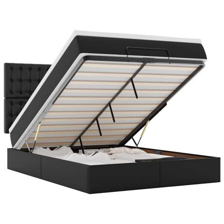 vidaXL Ottoman bed met matras 140x200cm kunstleer zwart afbeelding2 - 1