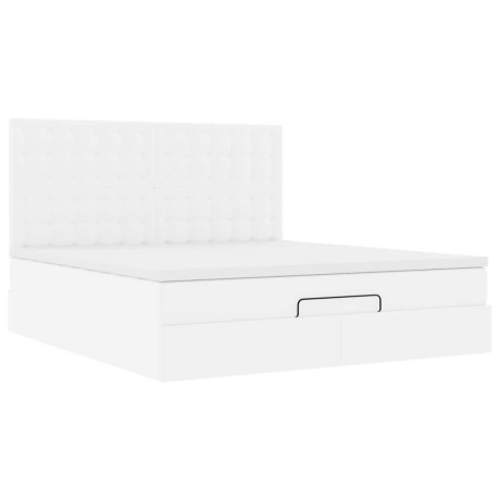 vidaXL Bedframe met matras 180x200cm kunstleer wit afbeelding2 - 1