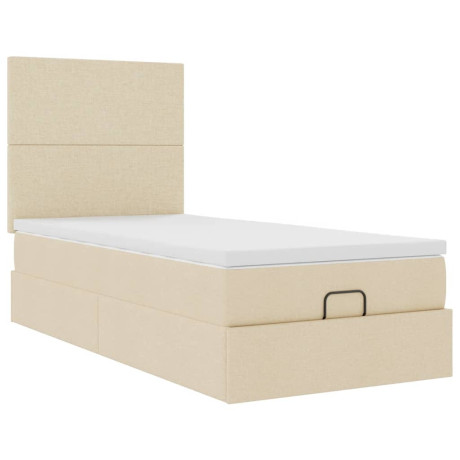 vidaXL Bedframe met matras 80x200cm stof crèmekleurig afbeelding2 - 1