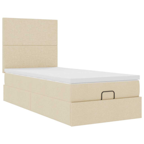 vidaXL Bedframe met matras 90x190cm stof crèmekleurig afbeelding2 - 1